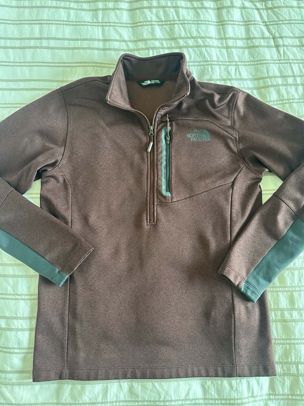 The North Face Men's Brown Heathered 1/2 Half Zip Pullover Jacket Medium